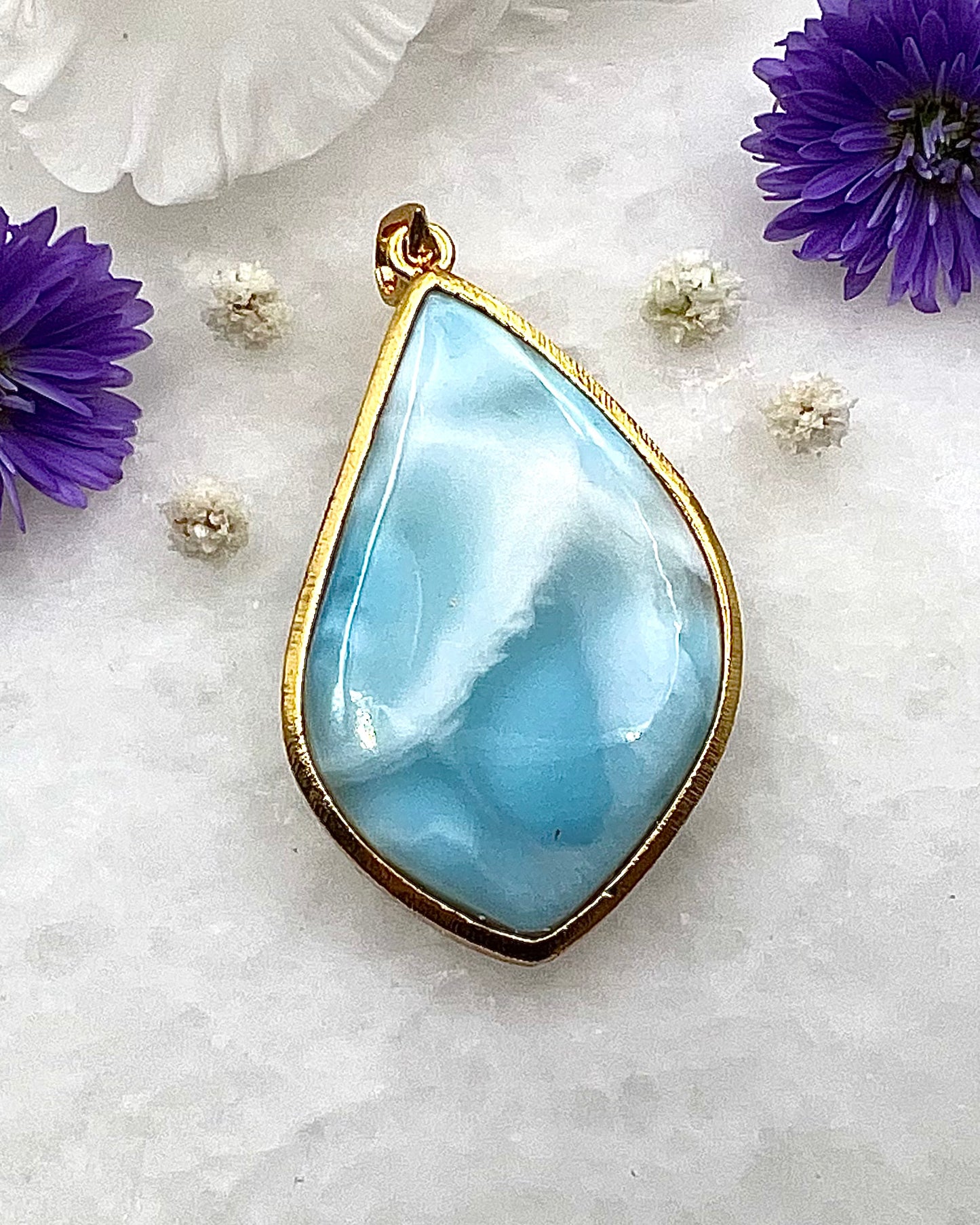 Larimar in .750 1-1.5 Micron Gold Plating over .925 Silver
