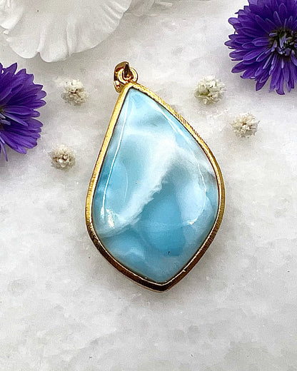 Larimar in .750 1-1.5 Micron Gold Plating over .925 Silver