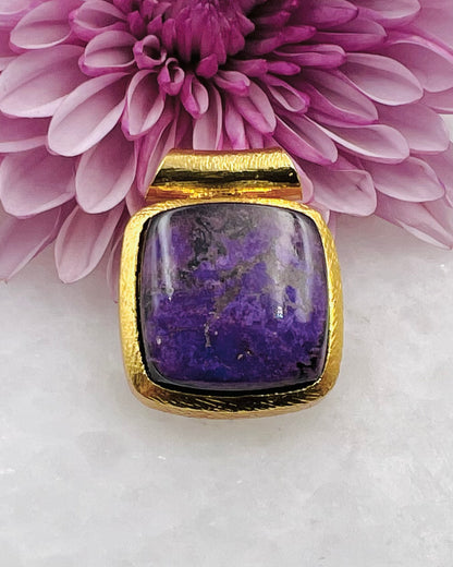 Sugilite in .750 1-1.5 Micron Gold Plating over .925 Silver w/ Tube Setting