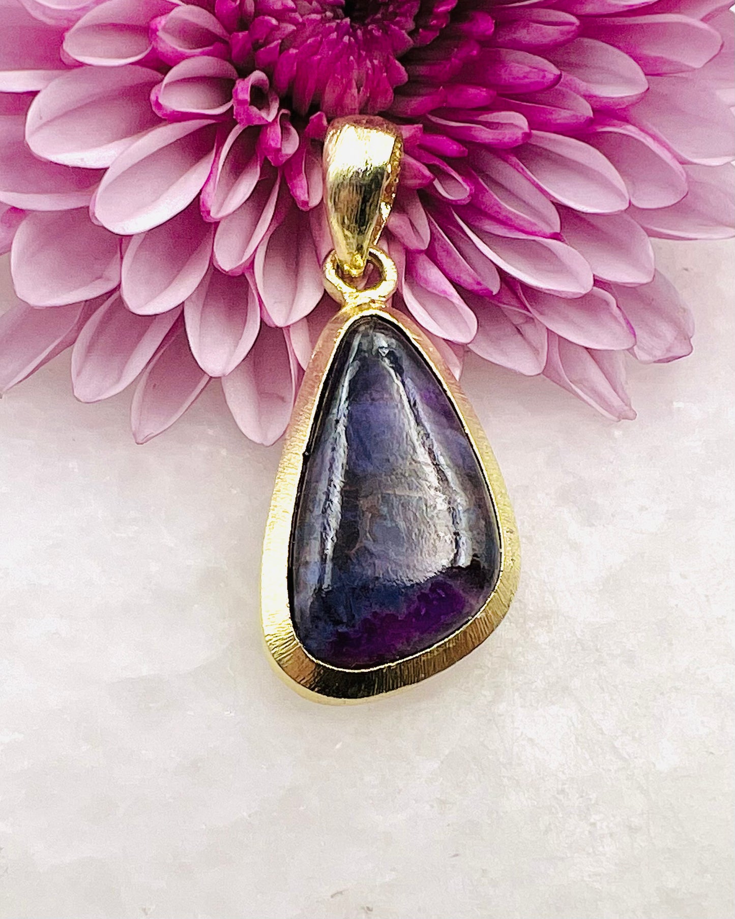 Sugilite in .750 1-1.5 Micron Gold Plating over .925 Silver w/ Hook Setting