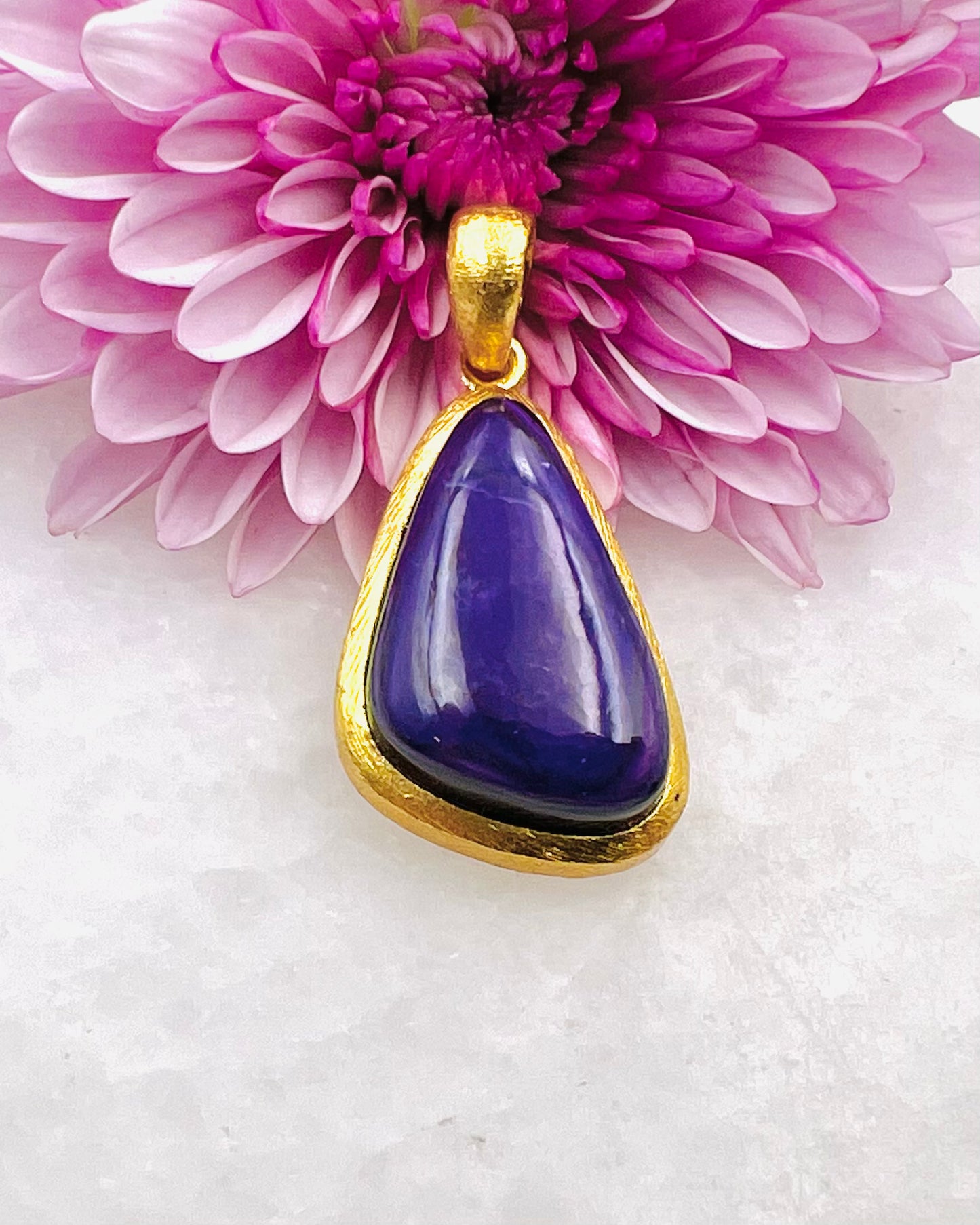Sugilite in .750 1-1.5 Micron Gold Plating over .925 Silver w/ Hook Setting