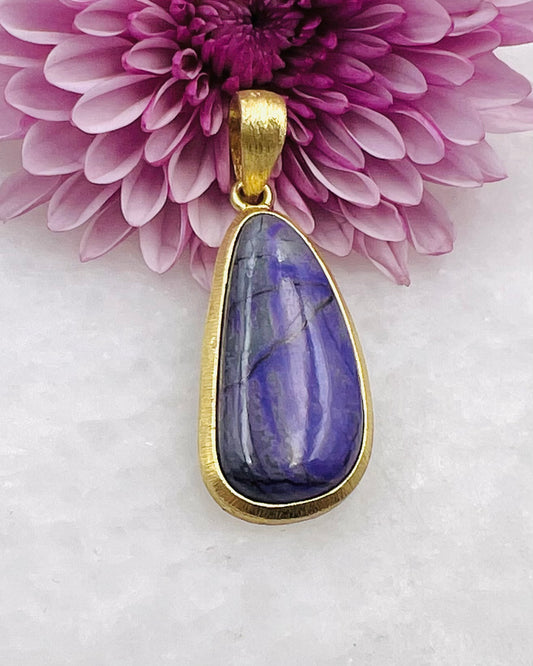 Sugilite in .750 1-1.5 Micron Gold Plating over .925 Silver w/ Hook Setting