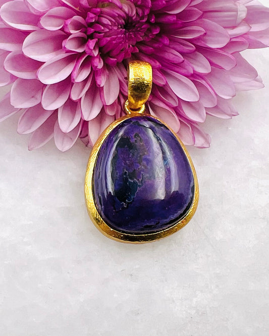 Sugilite in .750 1-1.5 Micron Gold Plating over .925 Silver w/ Hook Setting