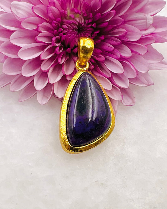 Sugilite in .750 1-1.5 Micron Gold Plating over .925 Silver w/ Hook Setting