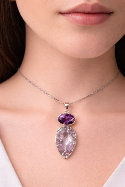 2-farbige facettierte Amethyst-Kombination