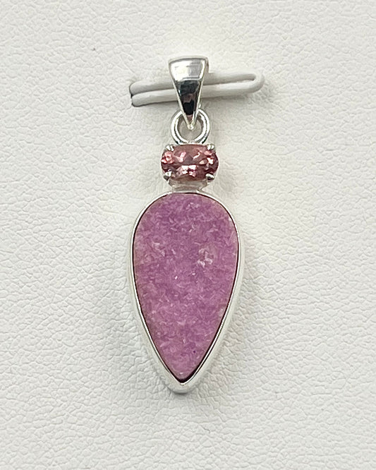 Cobalt Drusy with Pink Turmaline as a Combi Pendant
