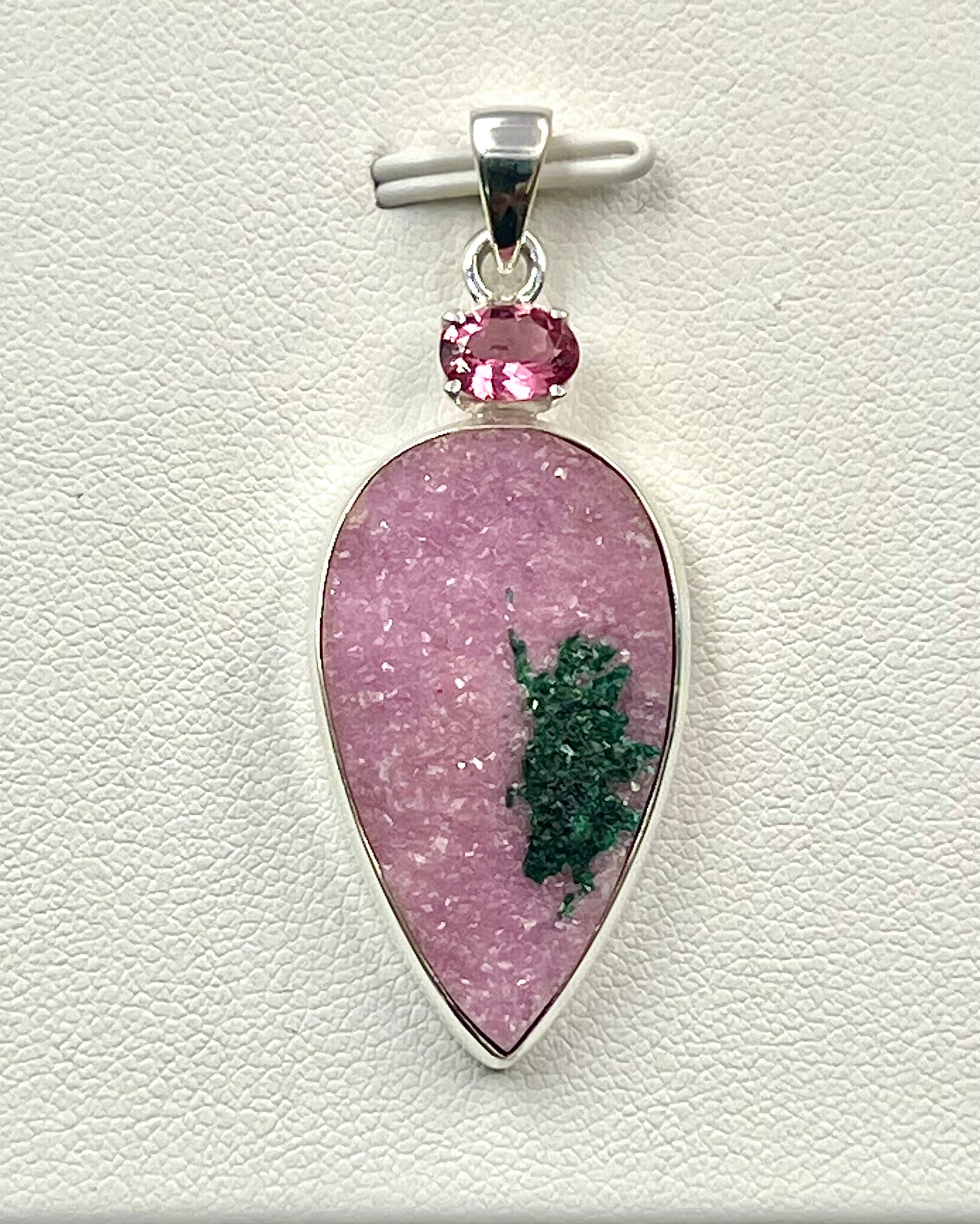 Cobalt Drusy with Pink Turmaline as a Combi Pendant