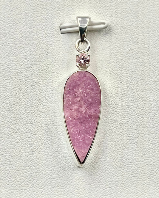 Cobalt Drusy with Pink Turmaline as a Combi Pendant