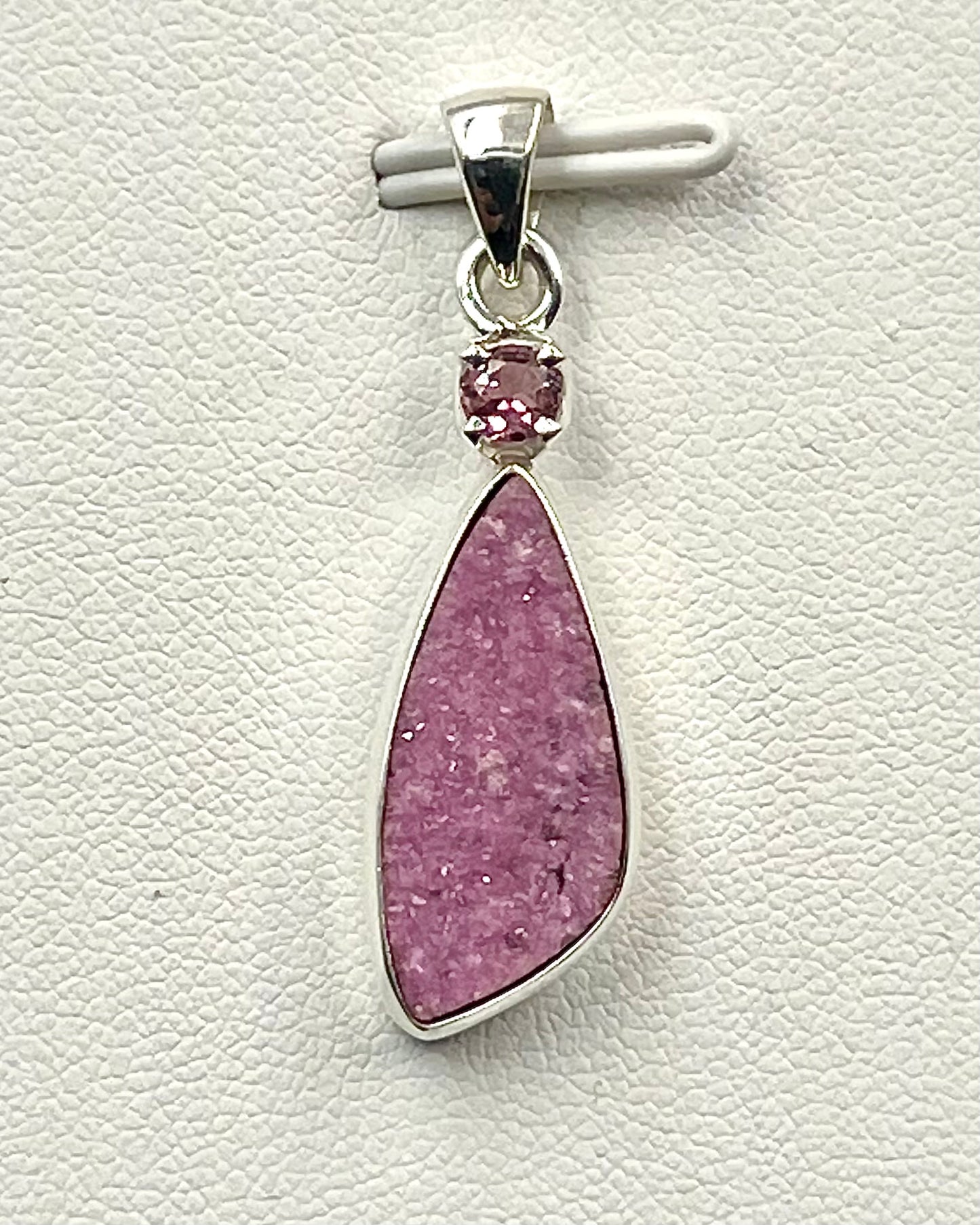 Cobalt Drusy with Pink Turmaline as a Combi Pendant