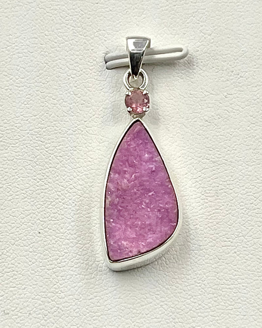 Cobalt Drusy with Pink Turmaline as a Combi Pendant
