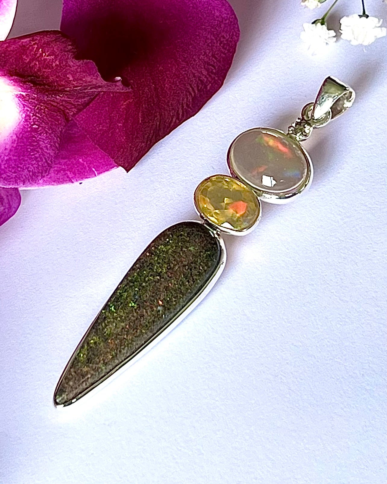 Andamooka Opal with Ethiopian Opals as a Combi Pendant