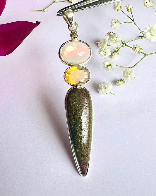 Andamooka Opal with Ethiopian Opals as a Combi Pendant