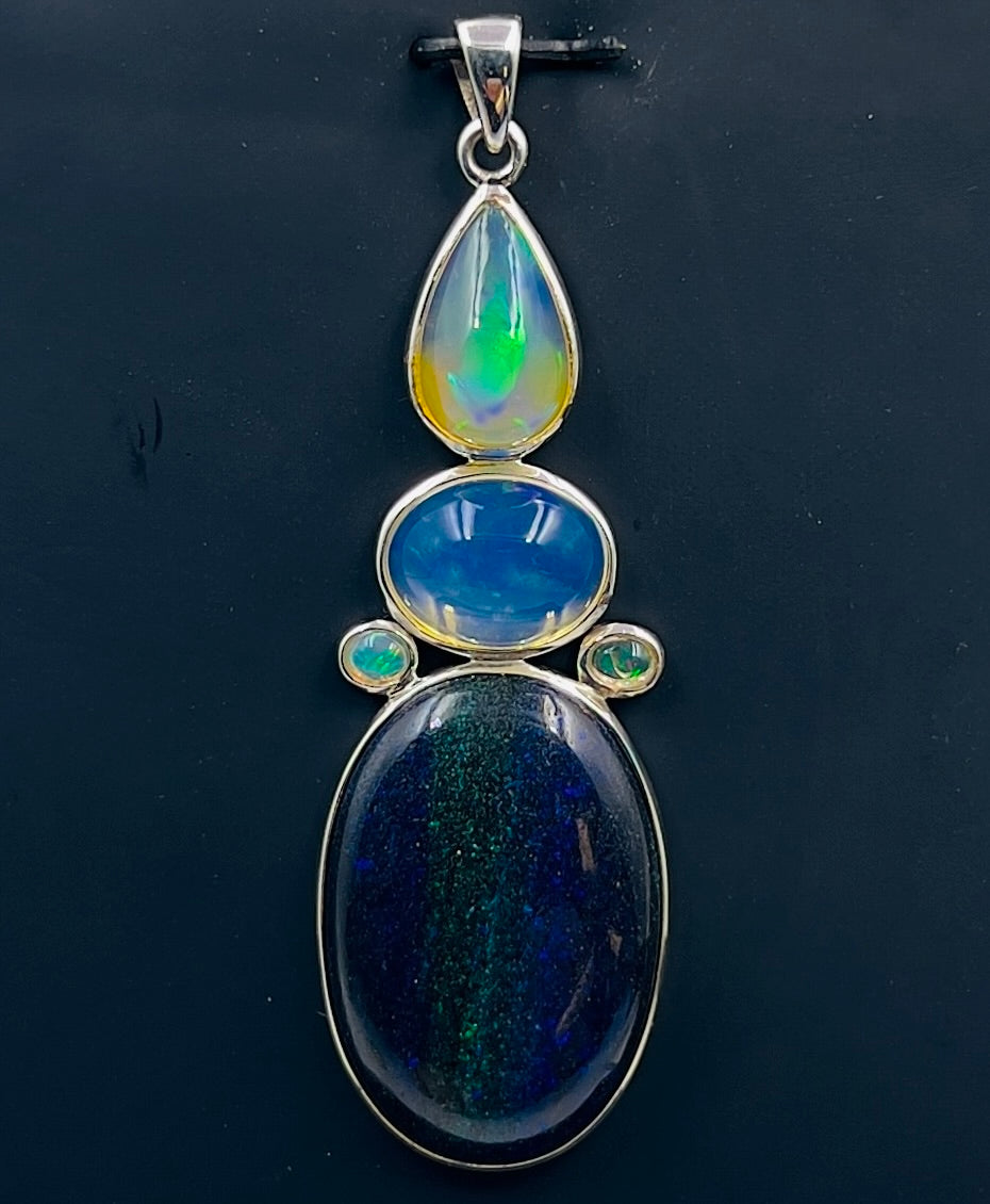 Andamooka Opal with Ethiopian Opals as a Combi Pendant