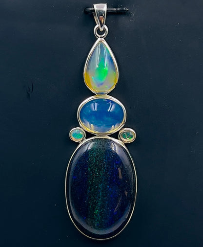 Andamooka Opal with Ethiopian Opals as a Combi Pendant