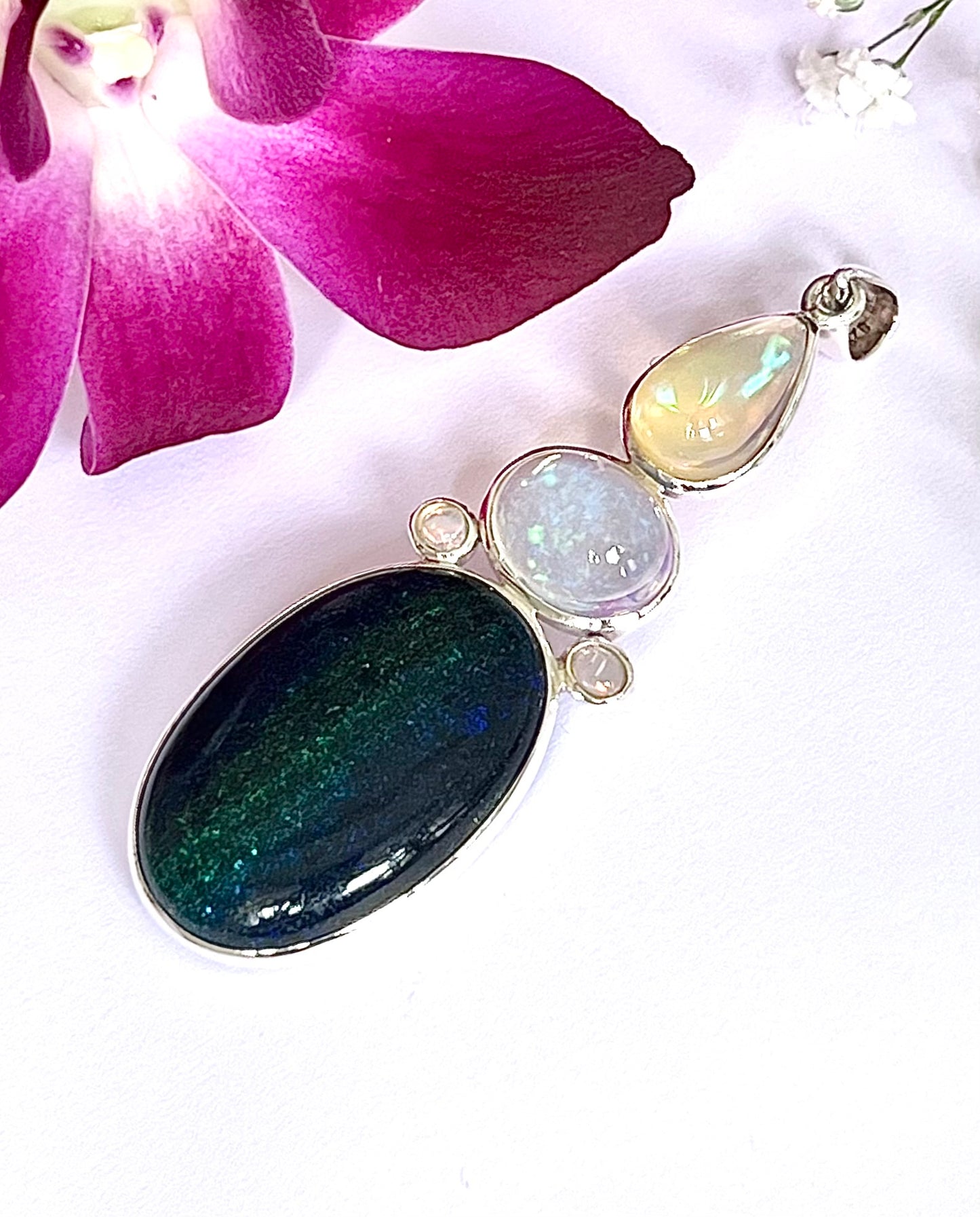 Andamooka Opal with Ethiopian Opals as a Combi Pendant