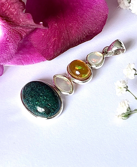 Andamooka Opal with Ethiopian Opals as a Combi Pendant