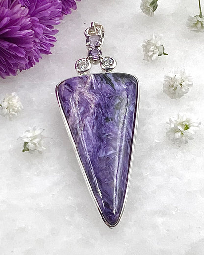 Charoite with CZ and Amethyst Facet Accents as a Combi