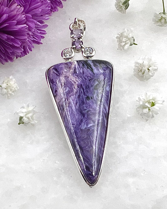Charoite with CZ and Amethyst Facet Accents as a Combi