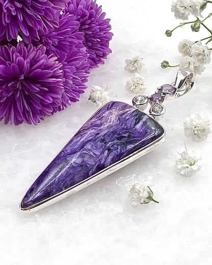 Charoite with CZ and Amethyst Facet Accents as a Combi