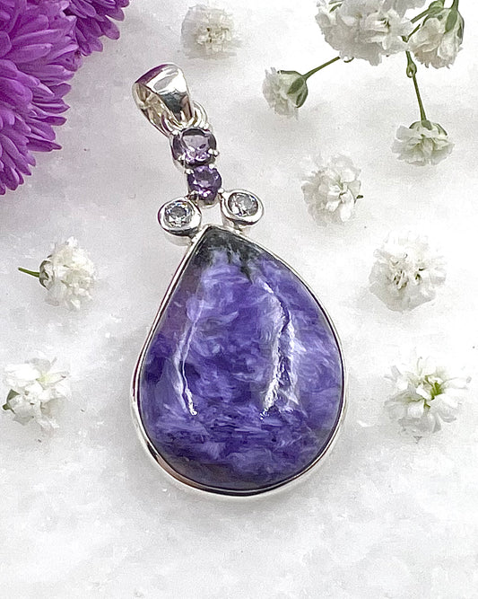Charoite with CZ and Amethyst Facet Accents as a Combi