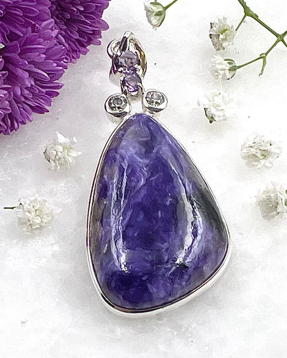 Charoite with CZ and Amethyst Facet Accents as a Combi