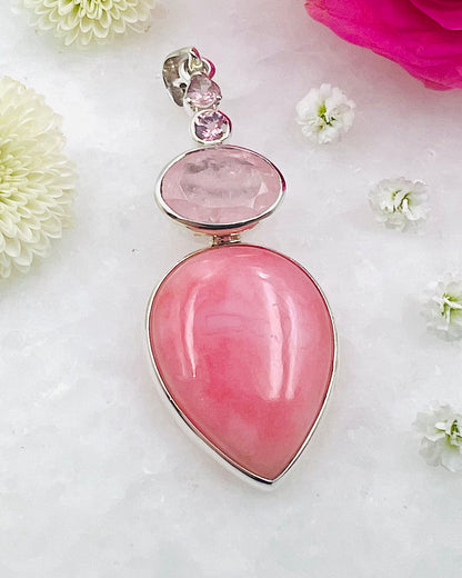 Pink Opal, Facetted Morganite and Pink Tourmaline as a Combi