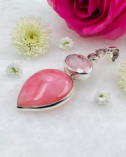 Pink Opal, Facetted Morganite and Pink Tourmaline as a Combi