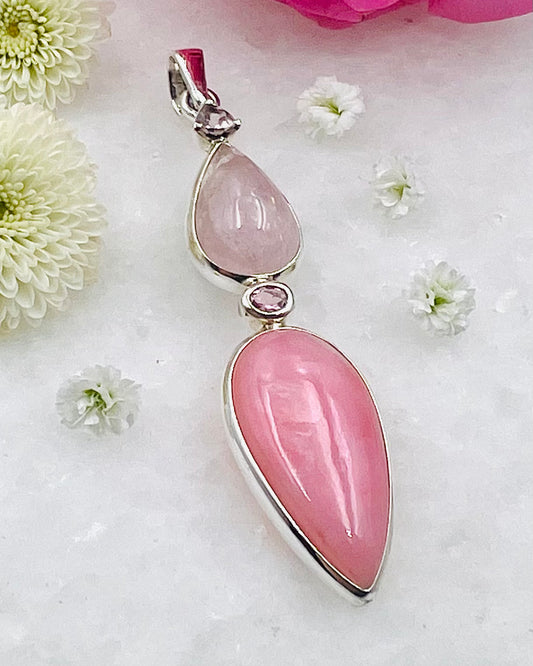 Pink Opal, Morganite Cab and Pink Tourmaline as a Combi