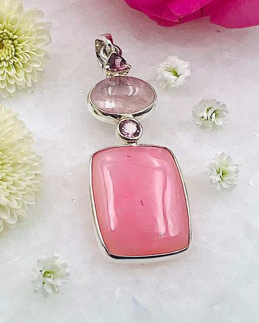 Pink Opal, Morganite Cab and Pink Tourmaline as a Combi