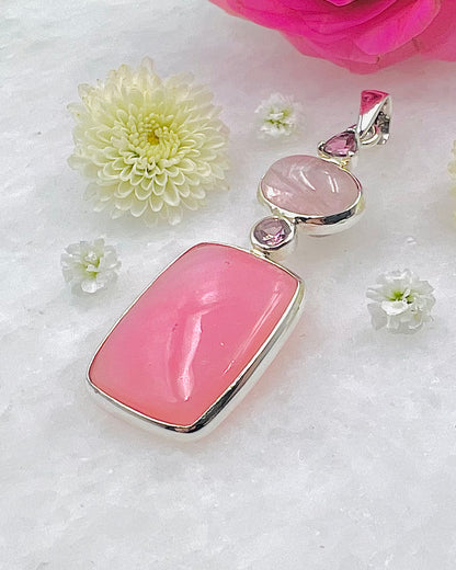 Pink Opal, Morganite Cab and Pink Tourmaline as a Combi
