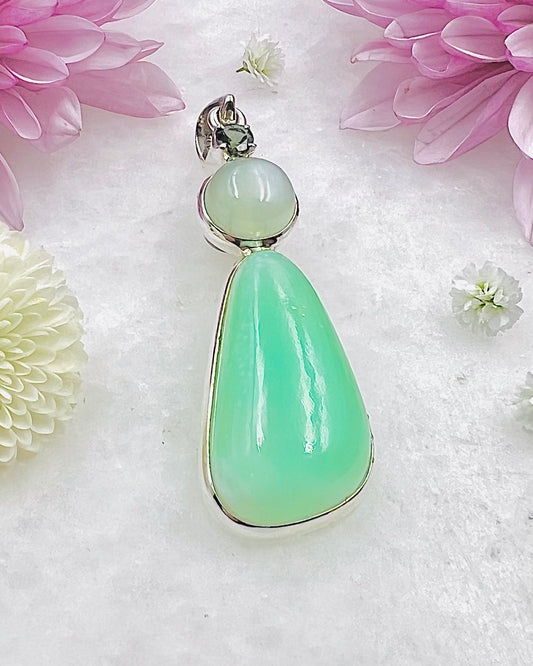 Crysoprase, Geen Moonstone and Tourmaline as a Combi