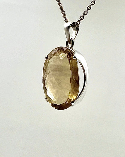 Facetted South Indian ( Karur) Yellow Scapolite  with Natural Oil Base Biotite Inclusions in .925 Silver Setting
