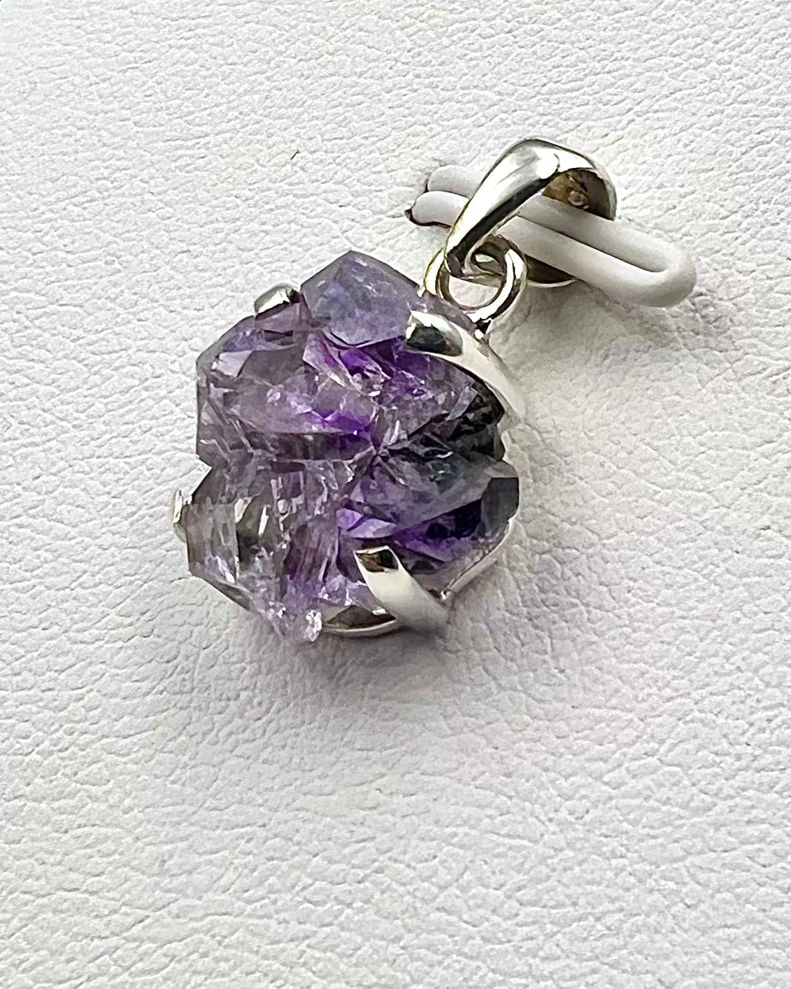 Amethyst Elestial Flower from Karur, India as Pendant
