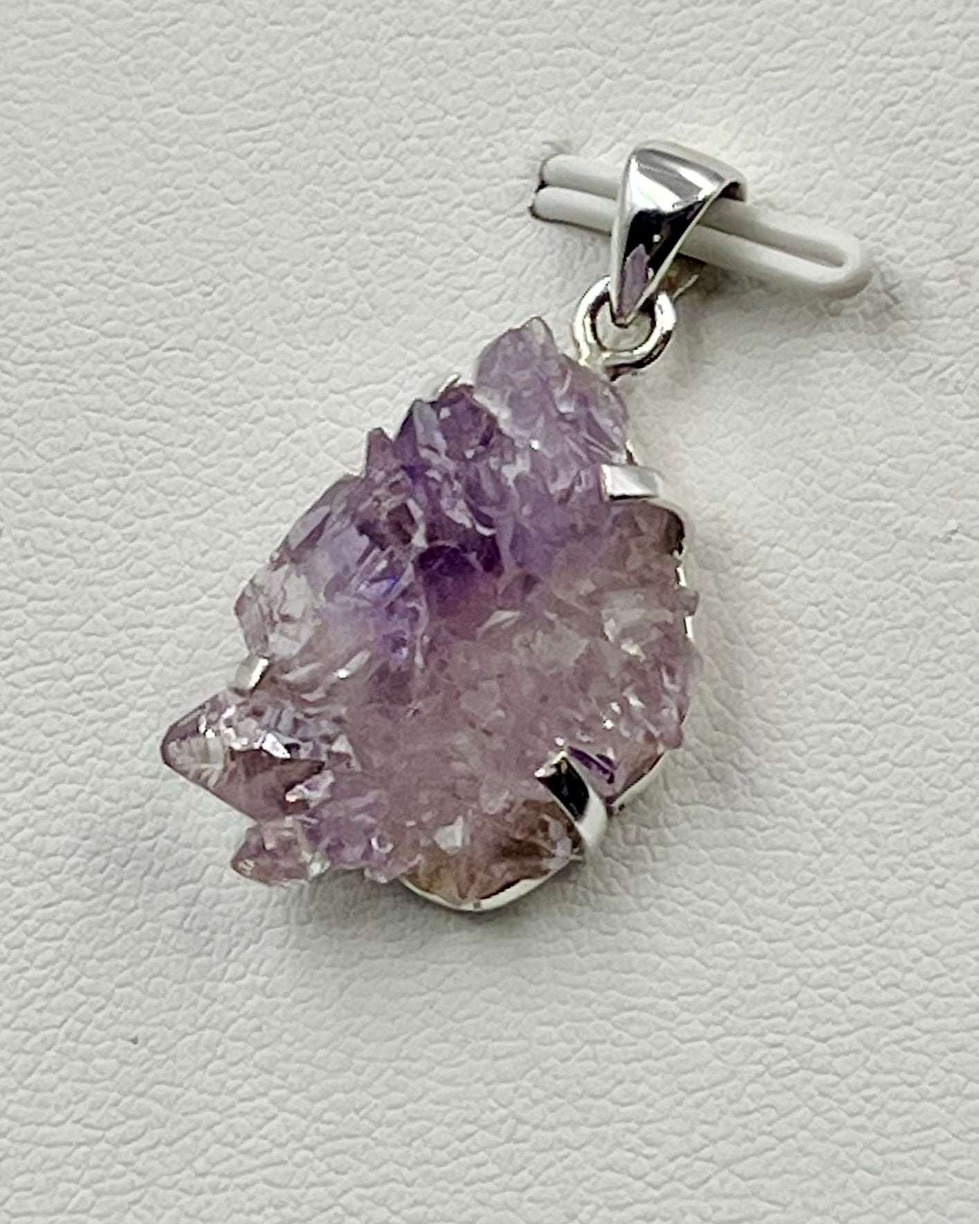 Amethyst Elestial Flower from Karur, India as Pendant
