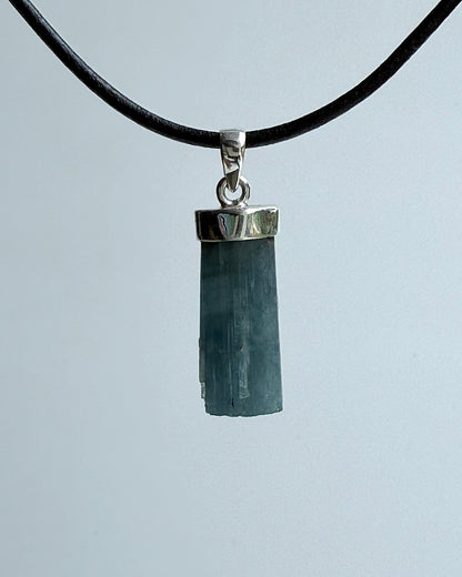 Natural Dark Blue South Indian Aquamarine Crystal Pendant