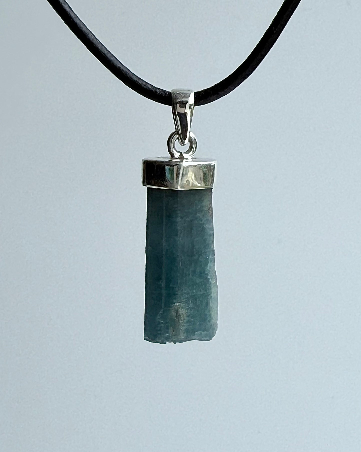 Natural Dark Blue South Indian Aquamarine Crystal Pendant