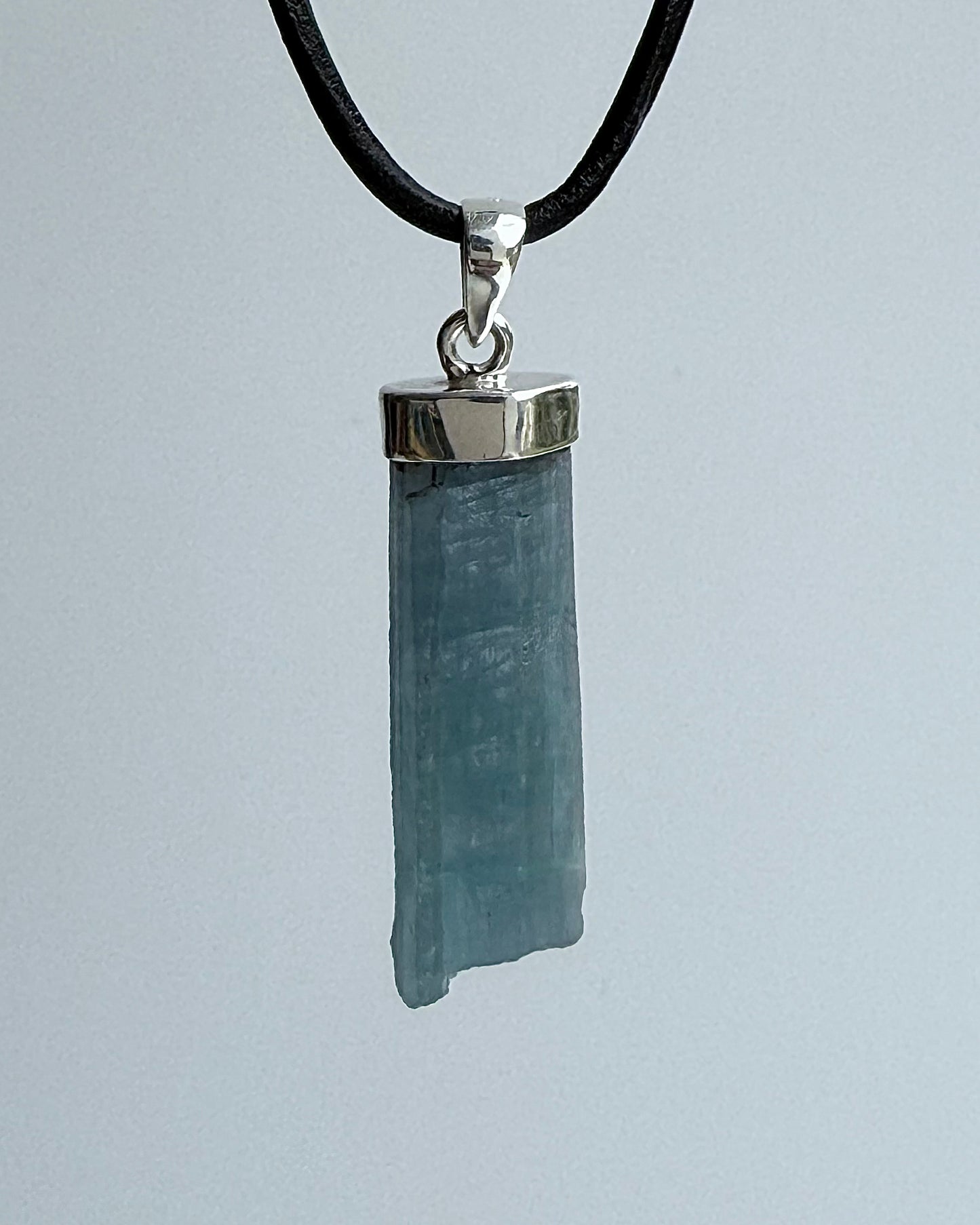 Natural Dark Blue South Indian Aquamarine Crystal Pendant