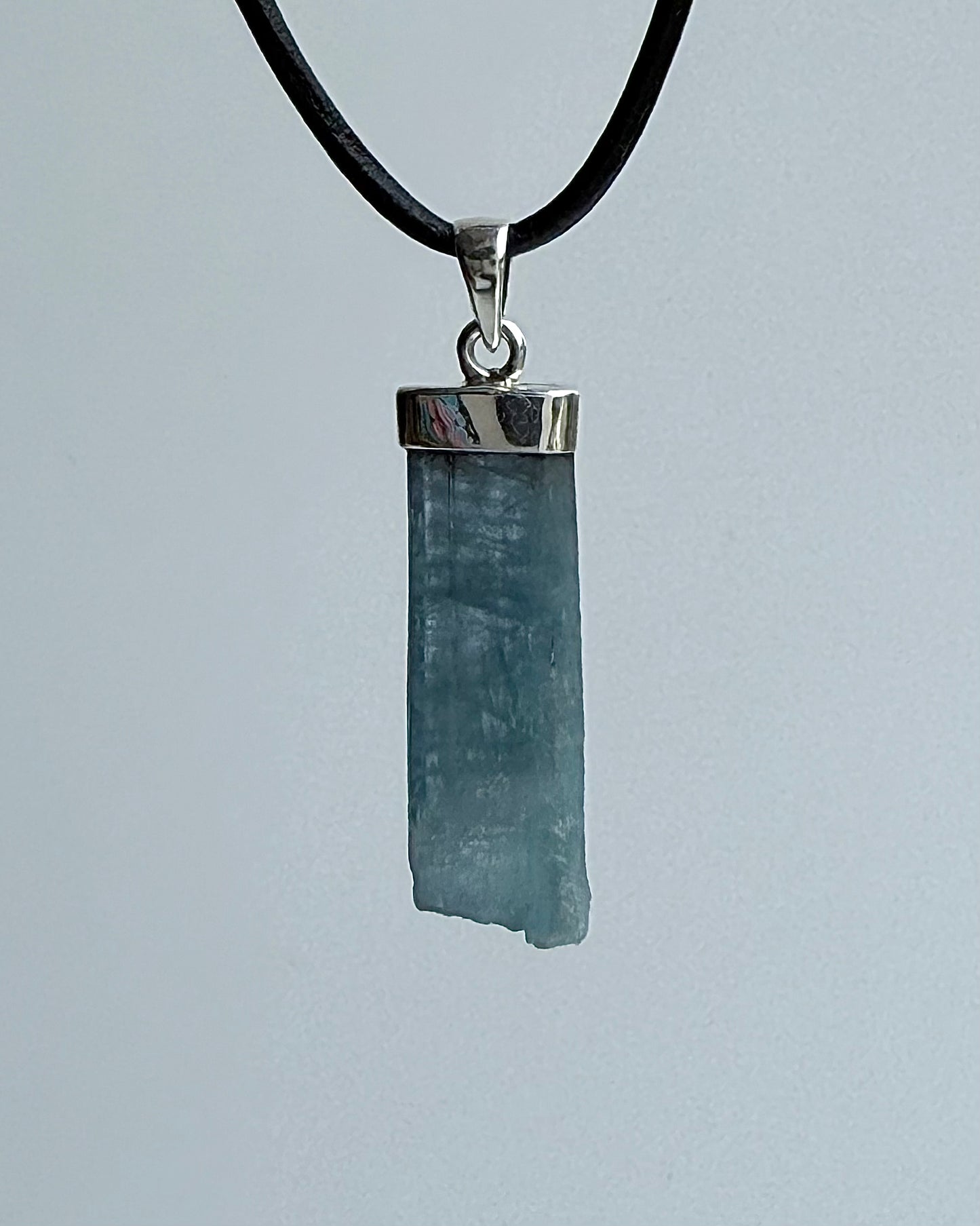 Natural Dark Blue South Indian Aquamarine Crystal Pendant