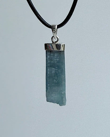 Natural Dark Blue South Indian Aquamarine Crystal Pendant