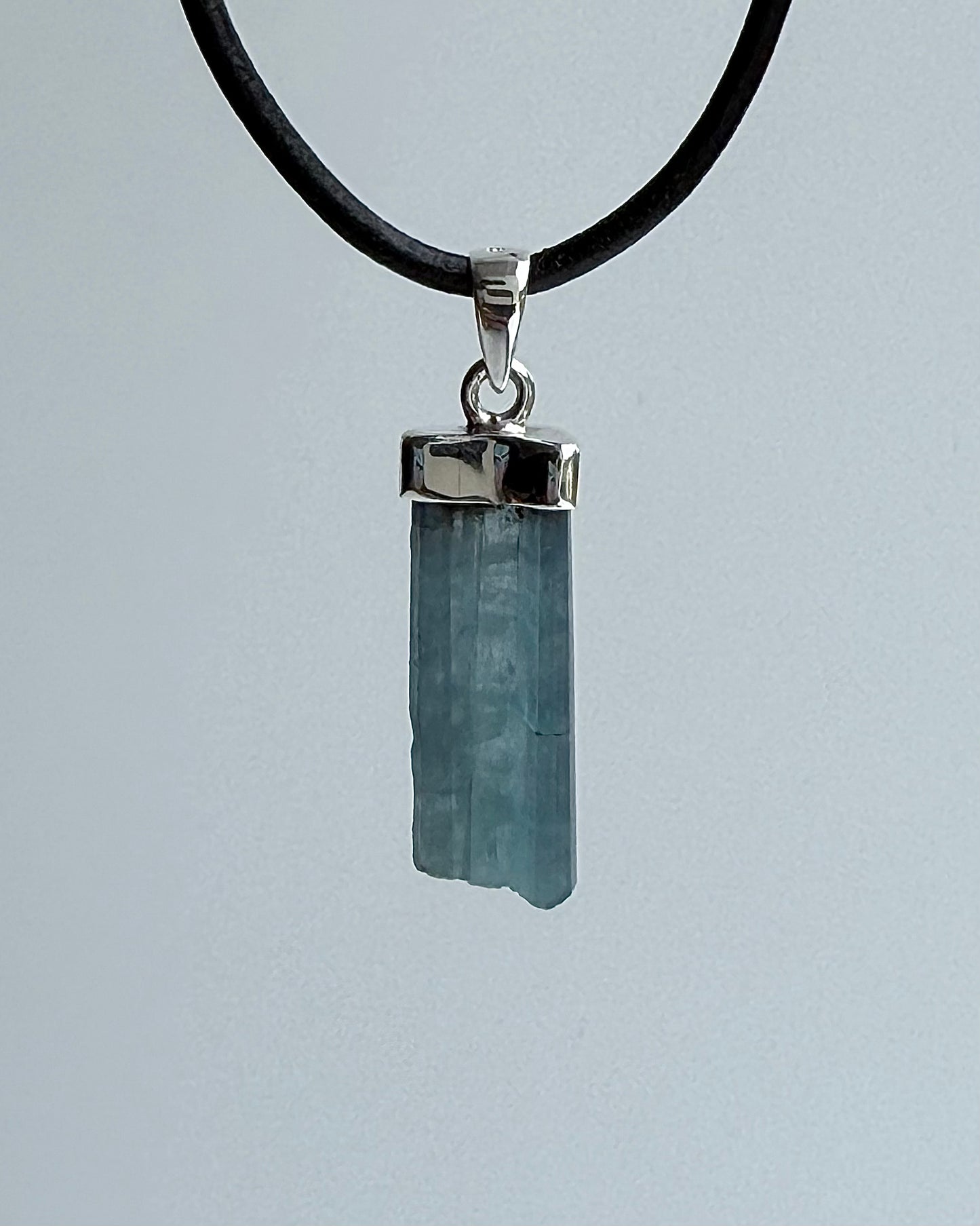 Natural Dark Blue South Indian Aquamarine Crystal Pendant