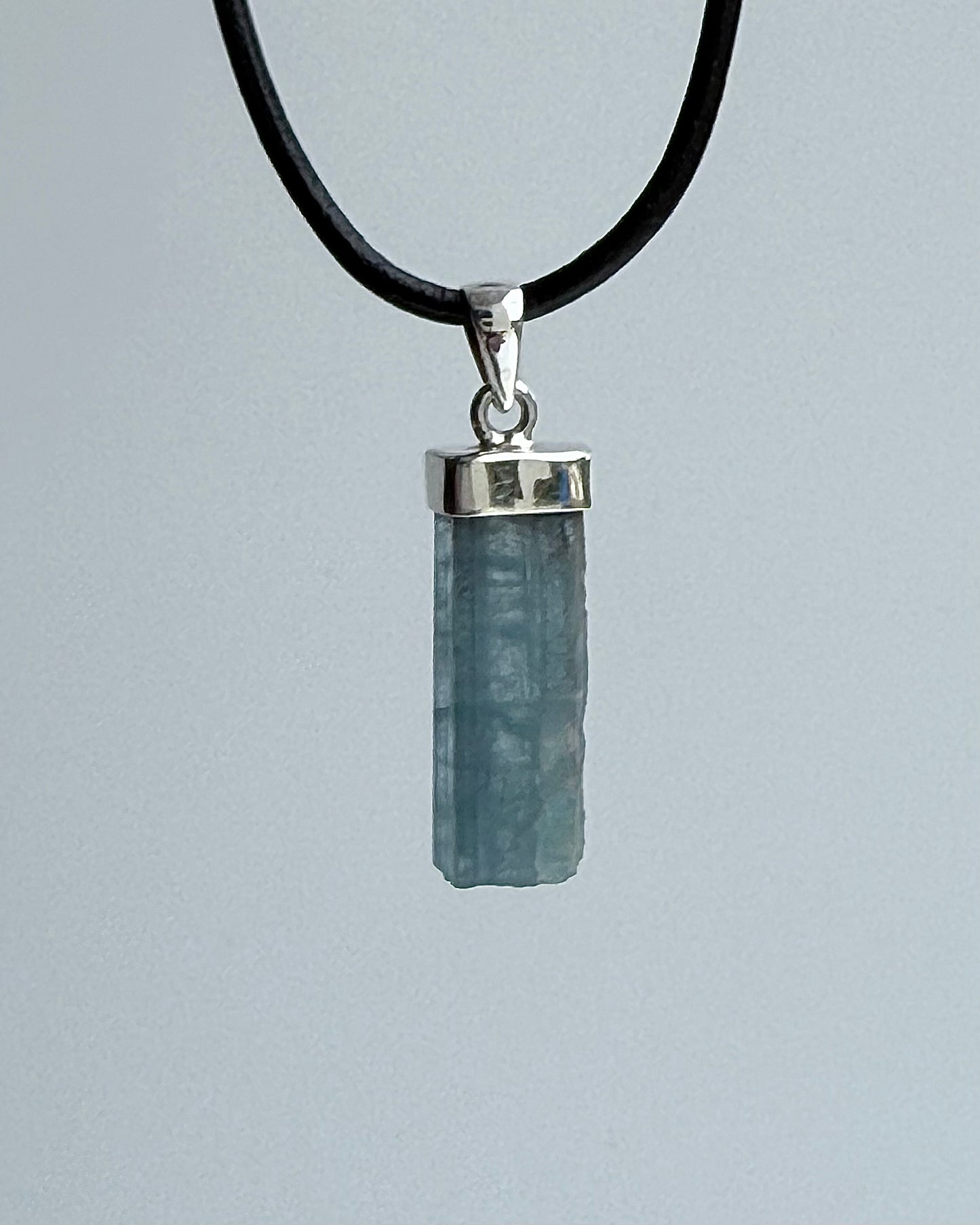 Natural Dark Blue South Indian Aquamarine Crystal Pendant