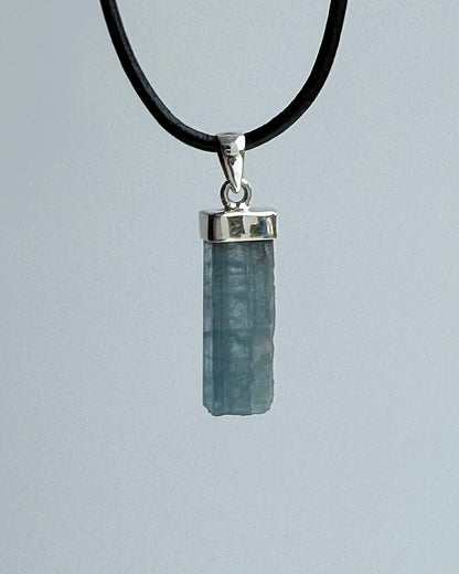 Natural Dark Blue South Indian Aquamarine Crystal Pendant