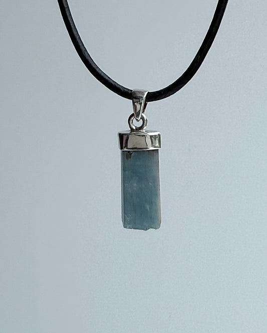 Natural Dark Blue South Indian Aquamarine Crystal Pendant