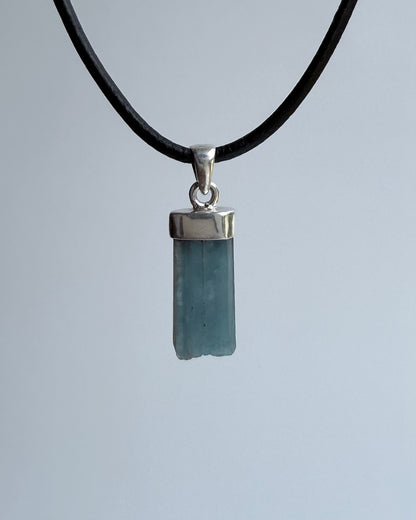 Natural Dark Blue South Indian Aquamarine Crystal Pendant
