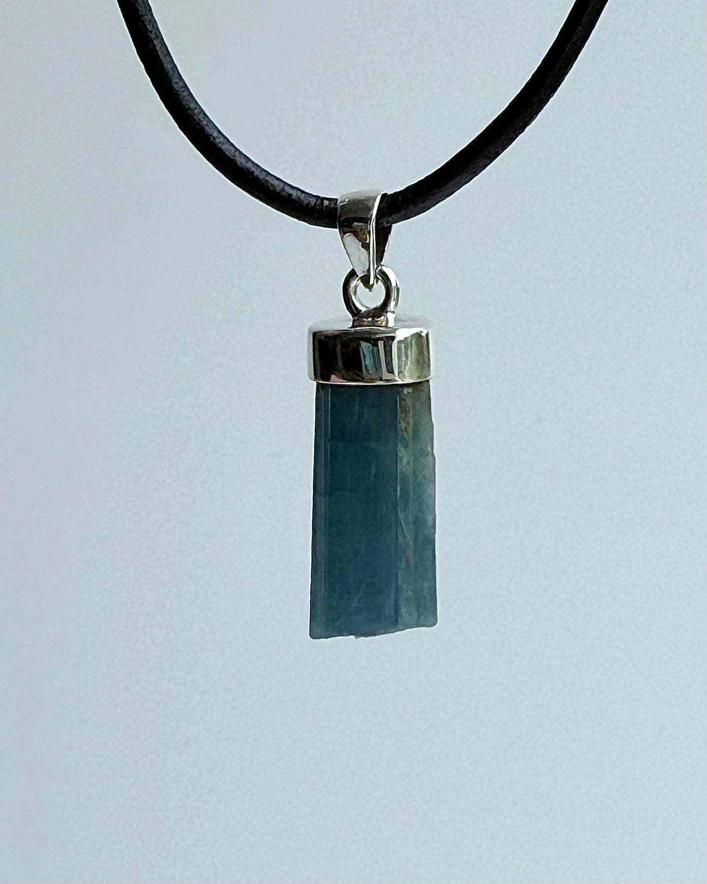 Natural Dark Blue South Indian Aquamarine Crystal Pendant
