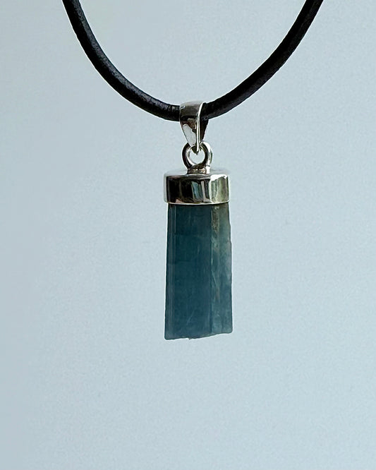 Natural Dark Blue South Indian Aquamarine Crystal Pendant