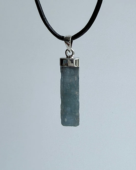 Natural Dark Blue South Indian Aquamarine Crystal Pendant