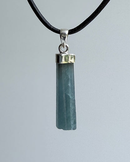 Natural Dark Blue South Indian Aquamarine Crystal Pendant