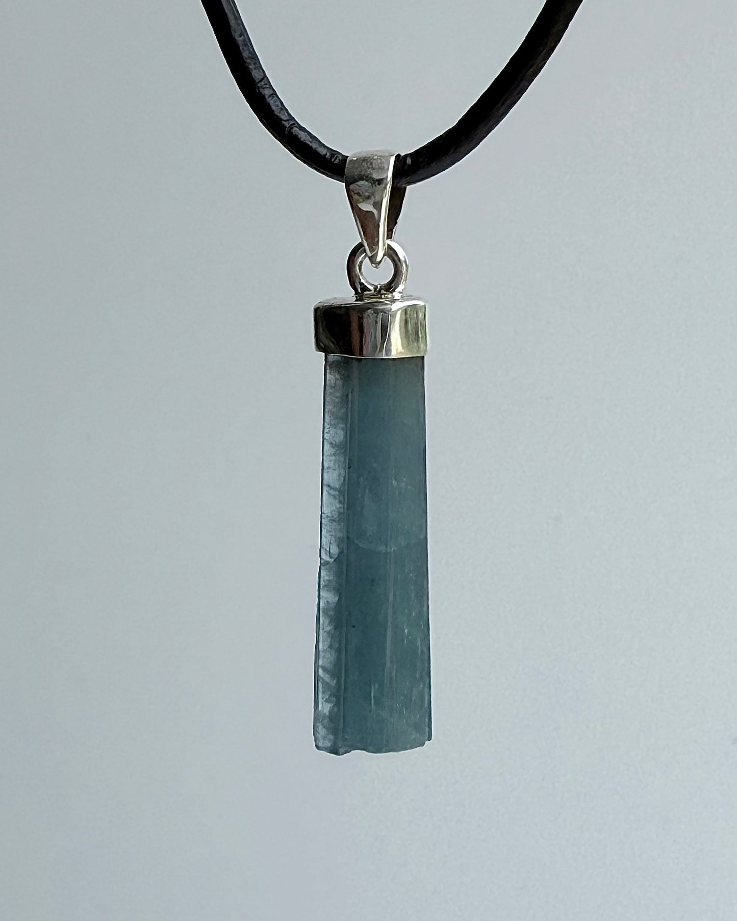 Natural Dark Blue South Indian Aquamarine Crystal Pendant