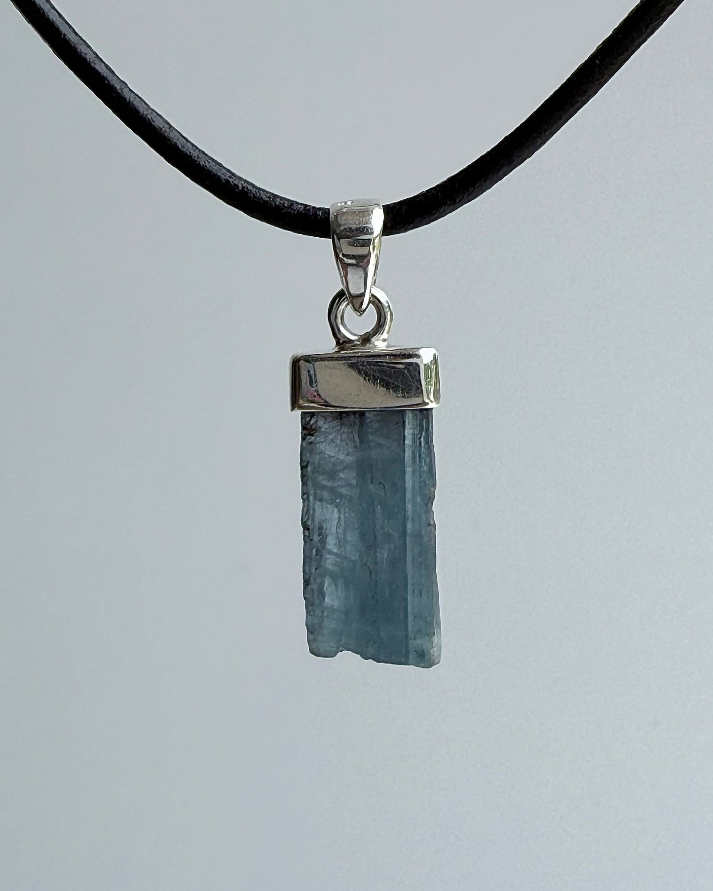 Natural Dark Blue South Indian Aquamarine Crystal Pendant